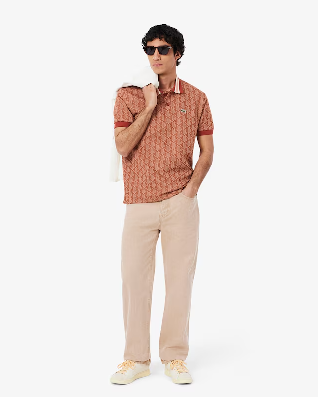 Polo Clássico Fit em Jacquard Monograma