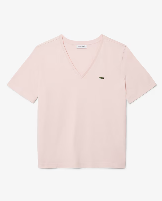 Camiseta de Algodão com Gola V e Caimento Relaxado