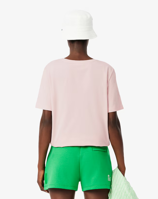 Camiseta de Algodão com Gola V e Caimento Relaxado