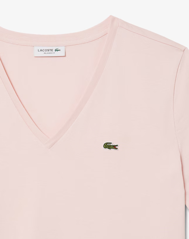 Camiseta de Algodão com Gola V e Caimento Relaxado