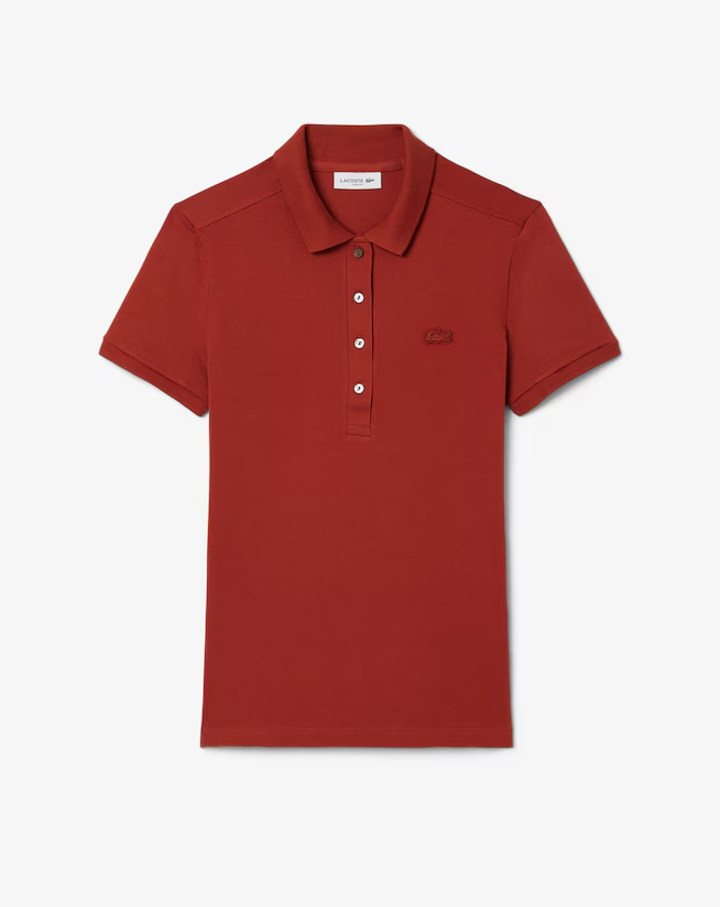 Polo feminina Lacoste em piqué de algodão com stretch