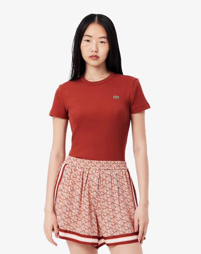 Camiseta de Algodão Canelada com Caimento Ajustado