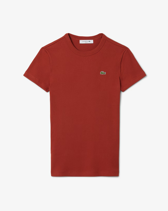 Camiseta de Algodão Canelada com Caimento Ajustado