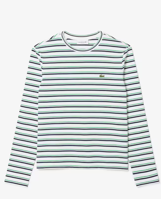 Camiseta de Algodão Listrada com Manga Longa