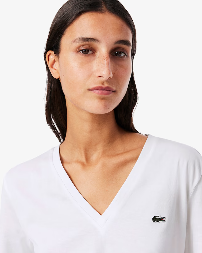 Camiseta de Algodão com Gola V e Caimento Relaxado