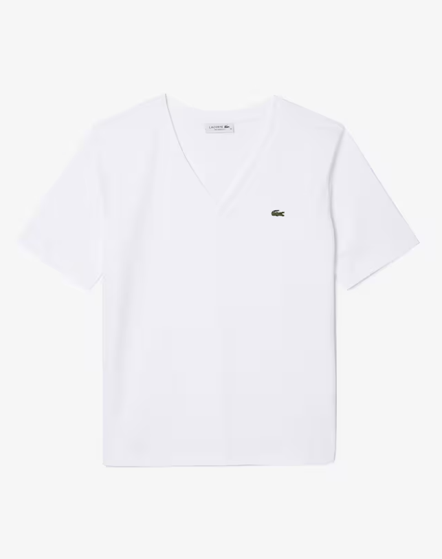 Camiseta de Algodão com Gola V e Caimento Relaxado