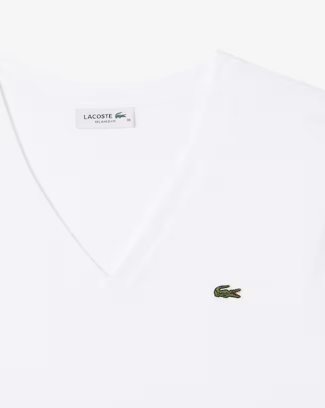 Camiseta de Algodão com Gola V e Caimento Relaxado