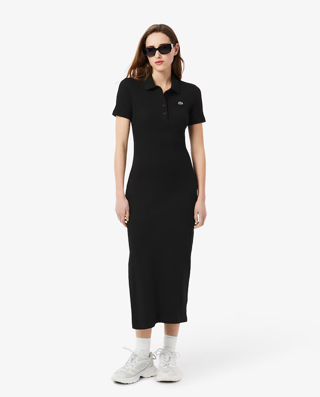 Vestido Polo Longo de Algodão Canelado
