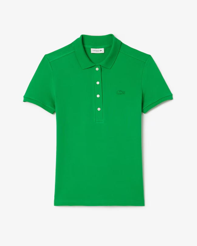 Polo feminina Lacoste em piqué de algodão com stretch