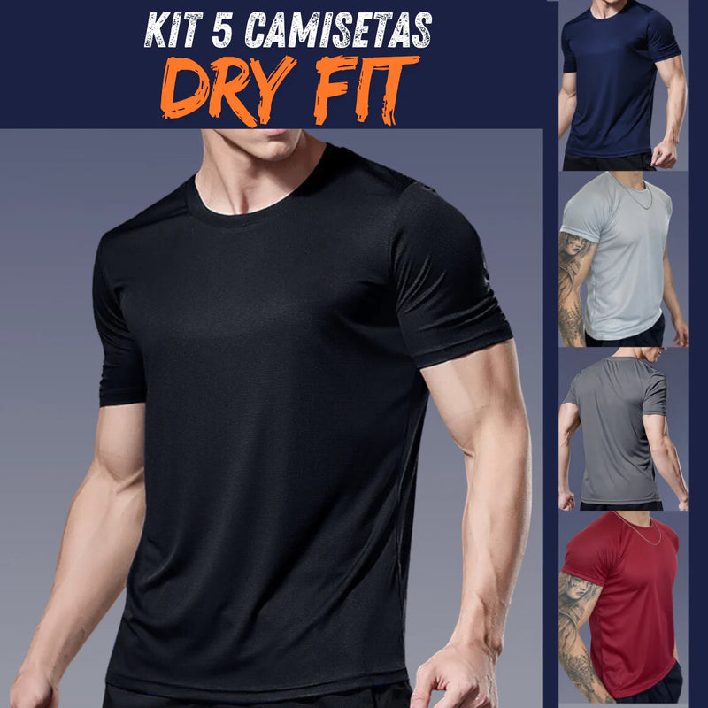 Kit 5 Camisas Dry Fit Alta Performance