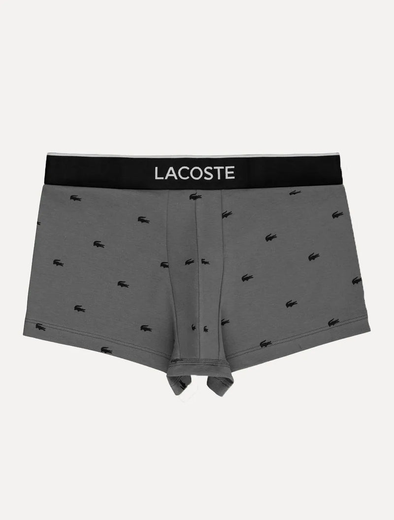 Cuecas Lacoste Trunk Casual Stretch Signature Preta/Chumbo/Branca Pack 3UN